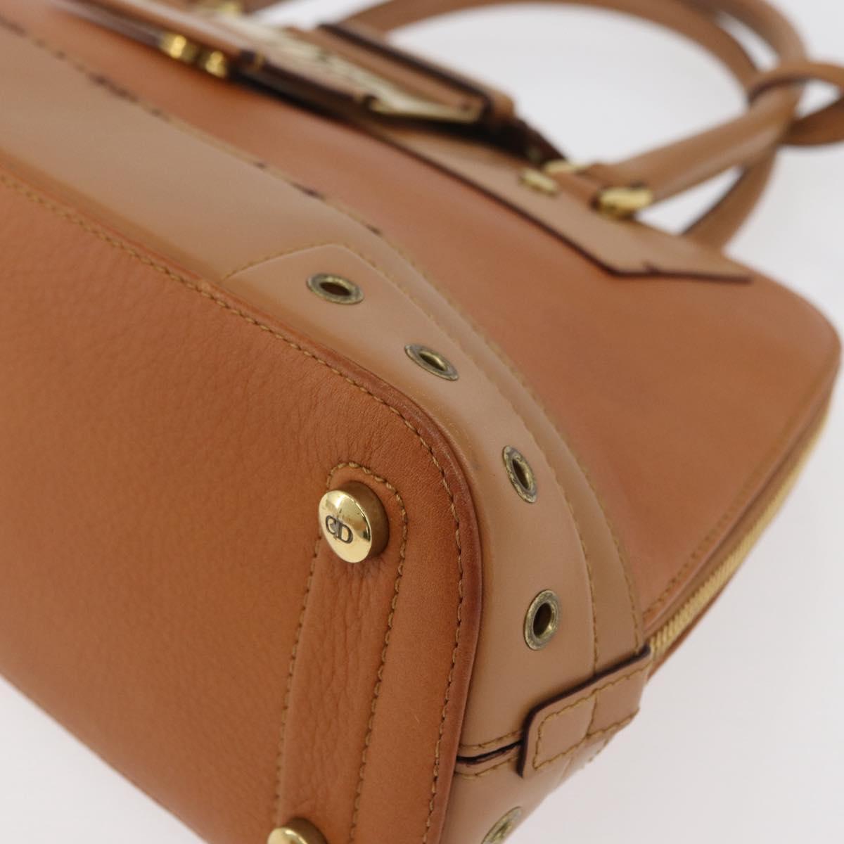 Christian Dior Street Chic Hand Bag Leather Brown Gold Auth ep14353A
