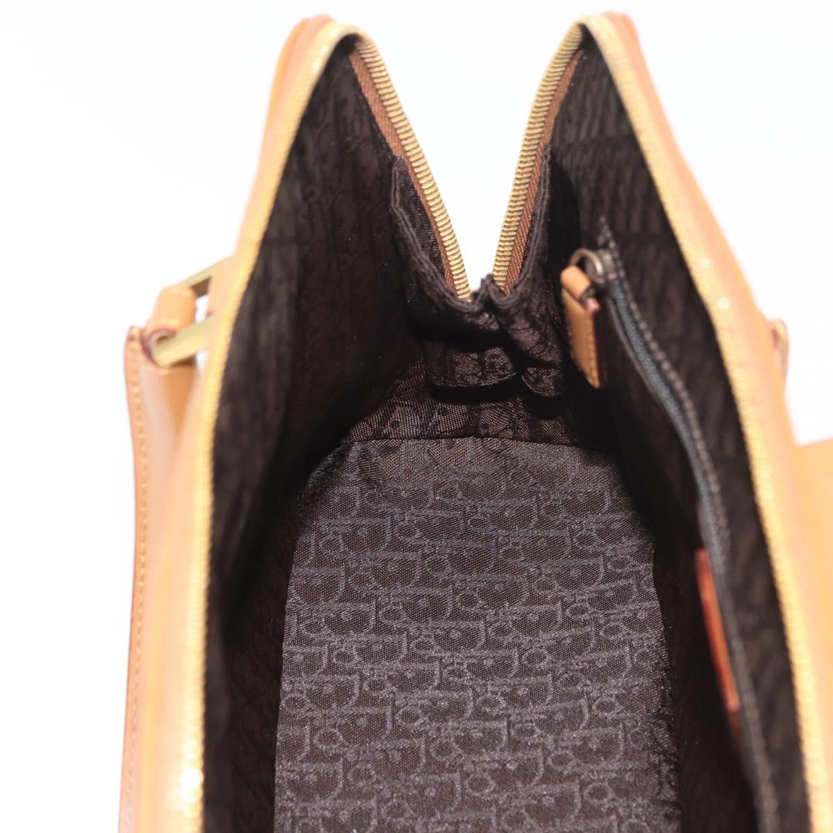 Christian Dior Street Chic Hand Bag Leather Brown Gold Auth ep14353A