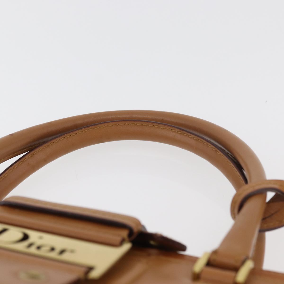 Christian Dior Street Chic Hand Bag Leather Brown Gold Auth ep14353A