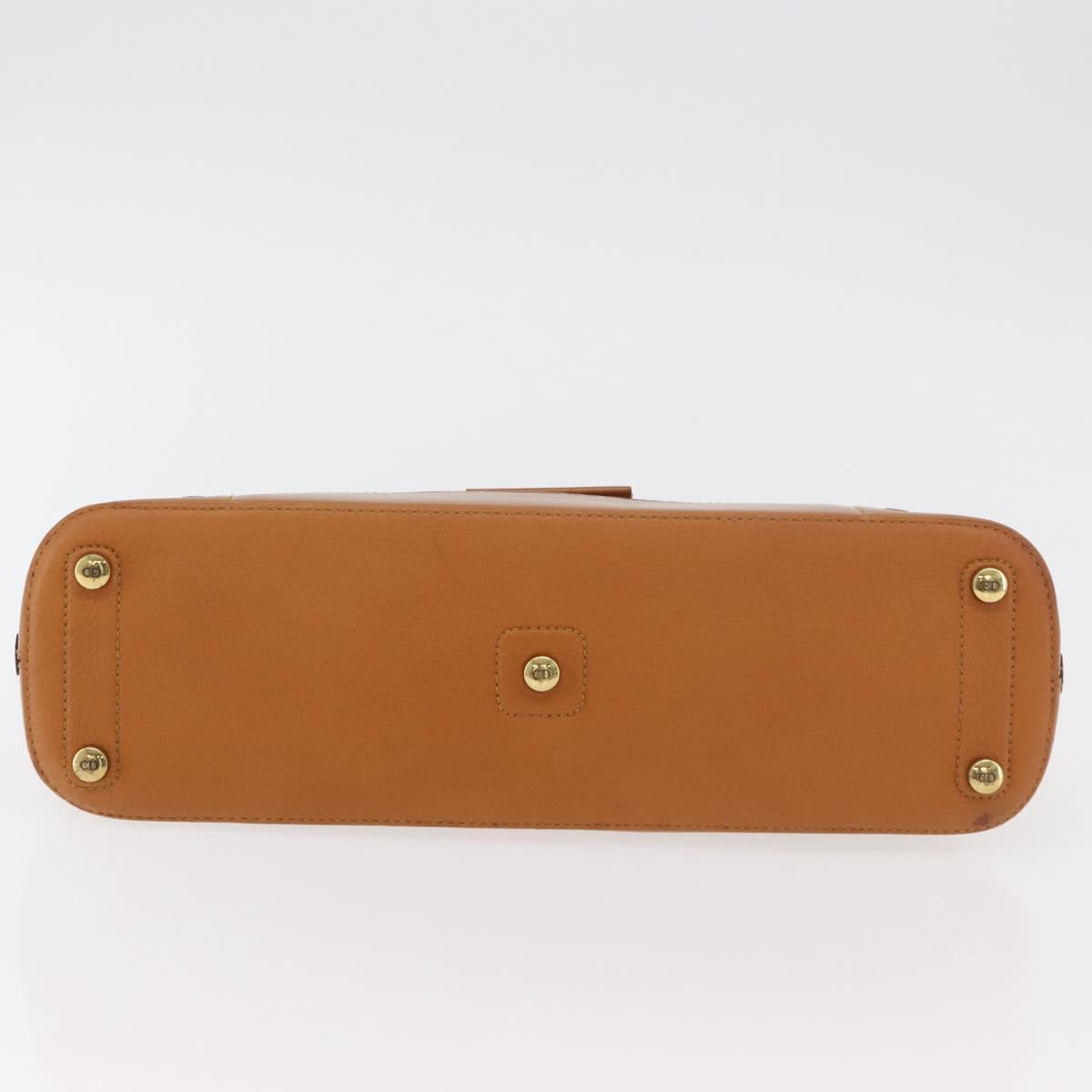 Christian Dior Street Chic Hand Bag Leather Brown Gold Auth ep14353A