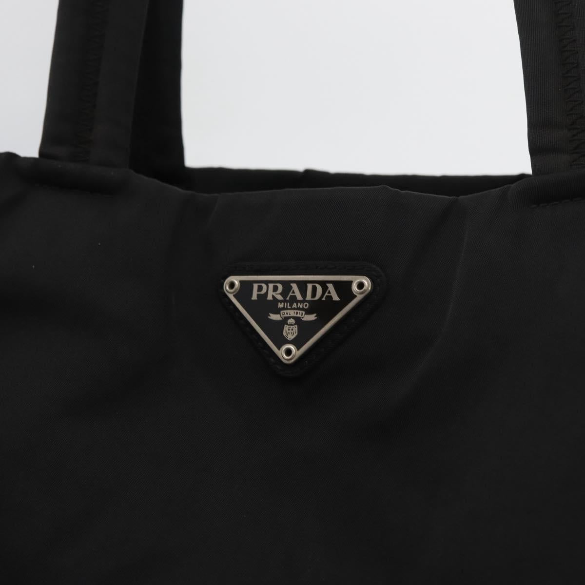 PRADA Tote Bag Nylon Black Silver Auth ep14354A