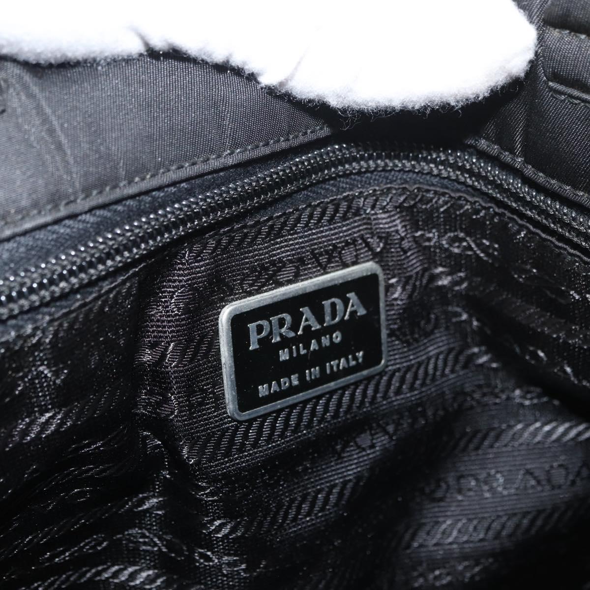 PRADA Tote Bag Nylon Black Silver Auth ep14354A