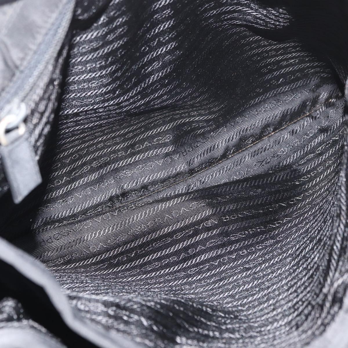PRADA Tote Bag Nylon Black Silver Auth ep14354A