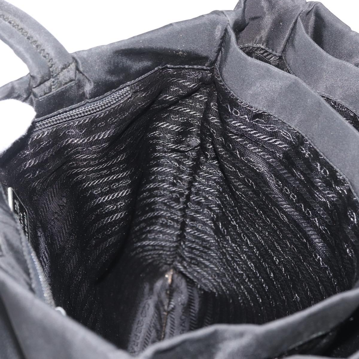 PRADA Tote Bag Nylon Black Silver Auth ep14354A