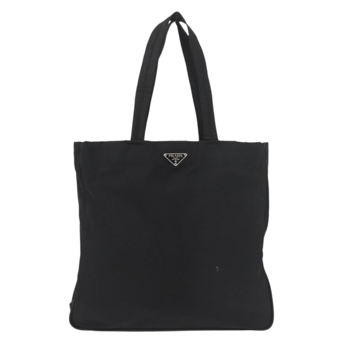 PRADA Tote Bag Nylon Black Silver Auth ep14354A