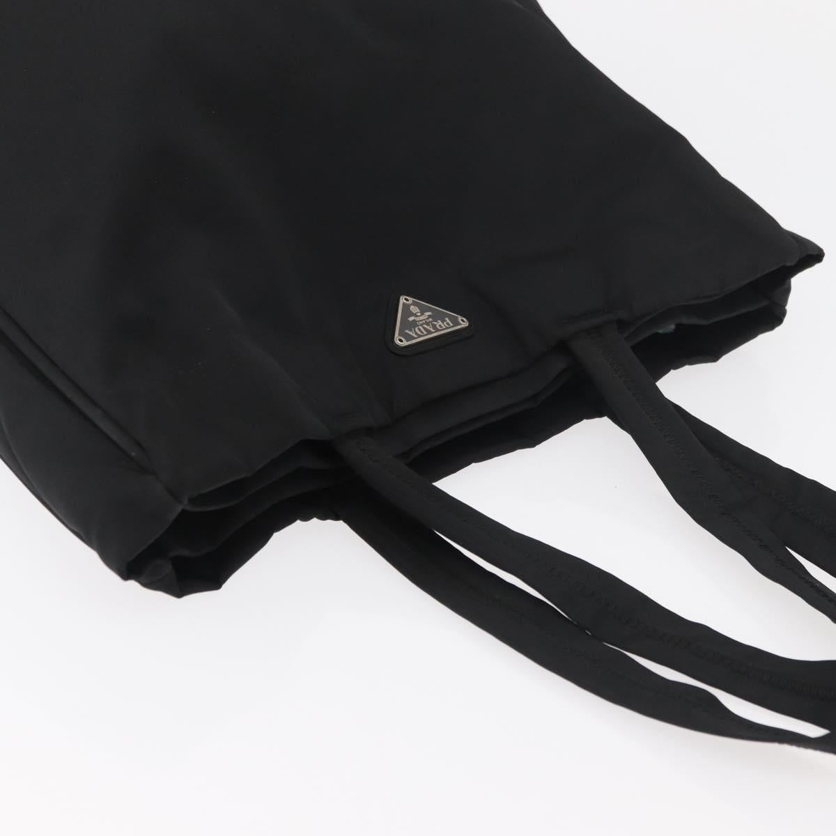 PRADA Tote Bag Nylon Black Silver Auth ep14354A