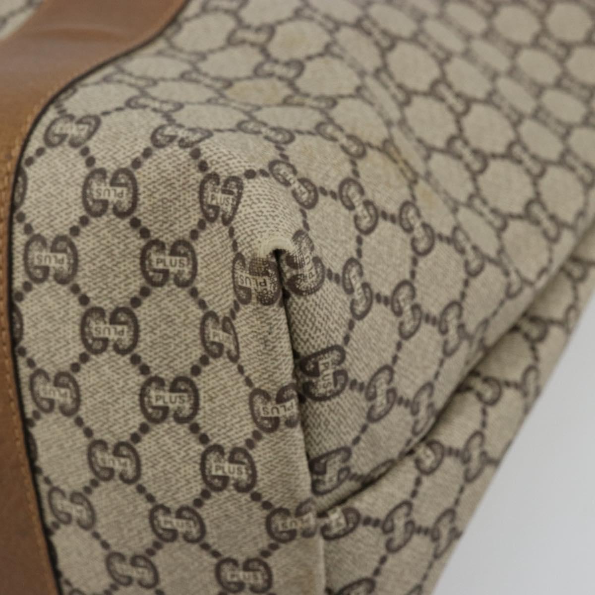 GUCCI GG Plus Supreme Web Sherry Line Tote Bag PVC Beige Gold Auth ep14358