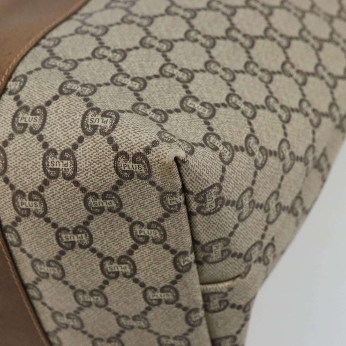 GUCCI GG Plus Supreme Web Sherry Line Tote Bag PVC Beige Gold Auth ep14358