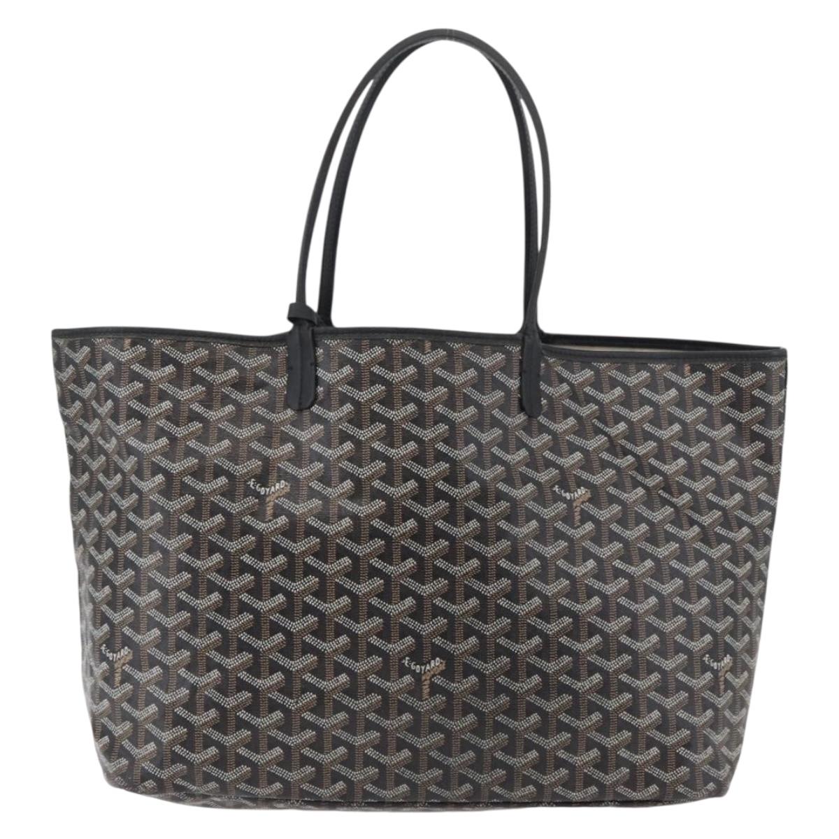 GOYARD Saint Louis PM Tote Bag PVC Canvas Black Silver Auth ep14359SAV