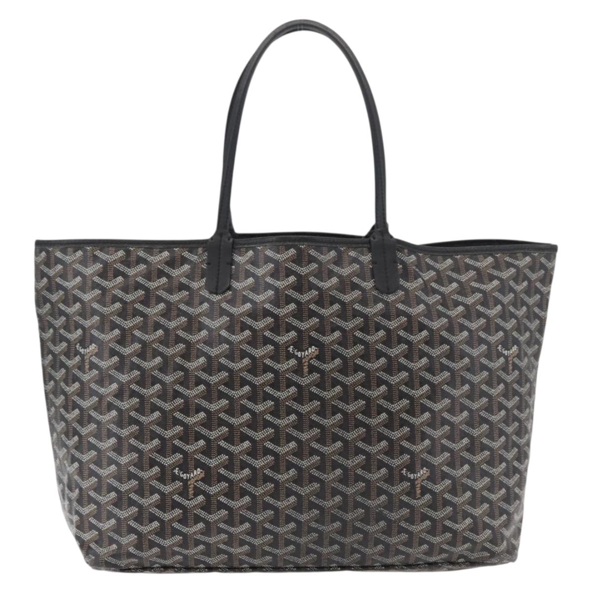 GOYARD Saint Louis PM Tote Bag PVC Canvas Black Silver Auth ep14359SAV