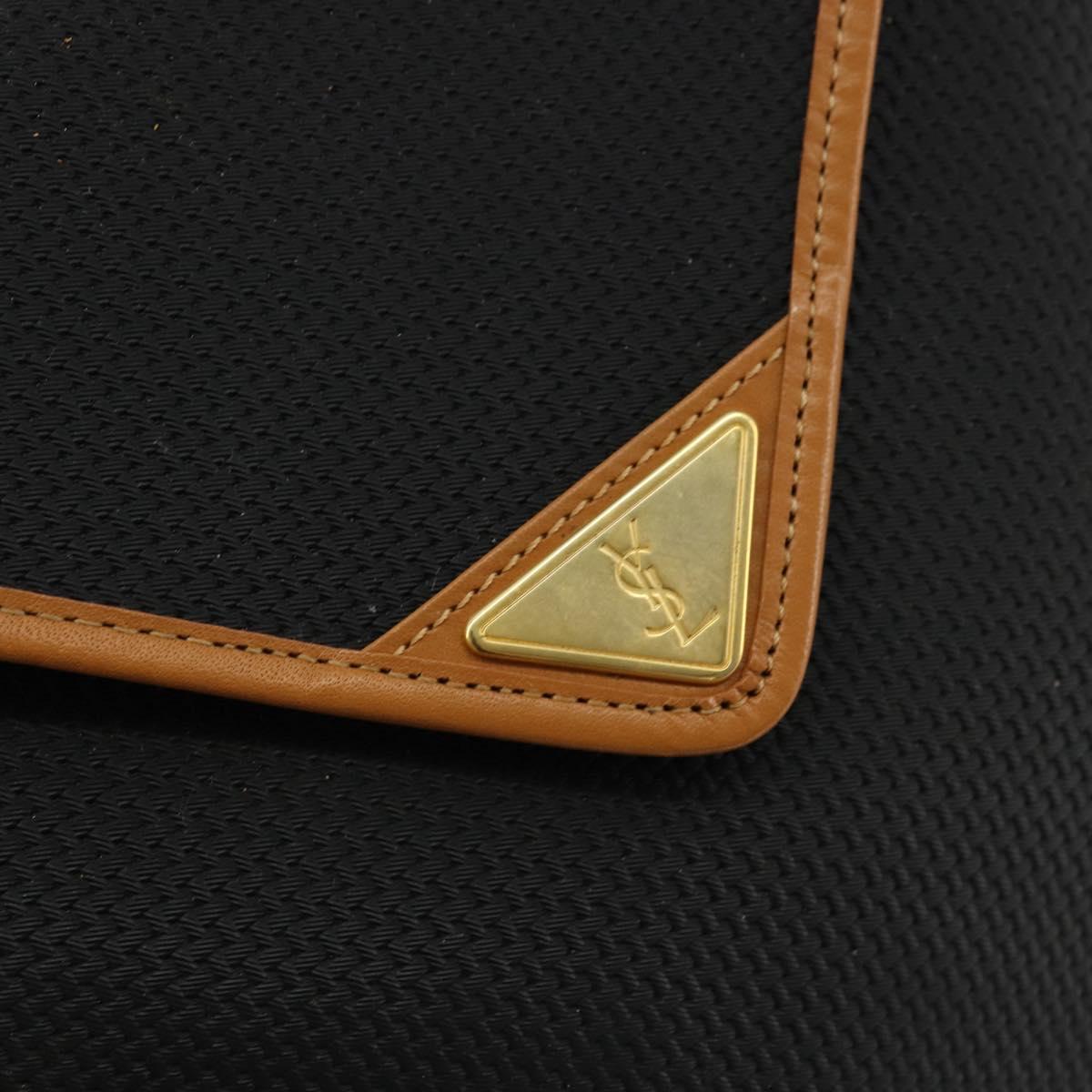 SAINT LAURENT Shoulder Bag PVC Canvas Black Gold Auth ep14368A
