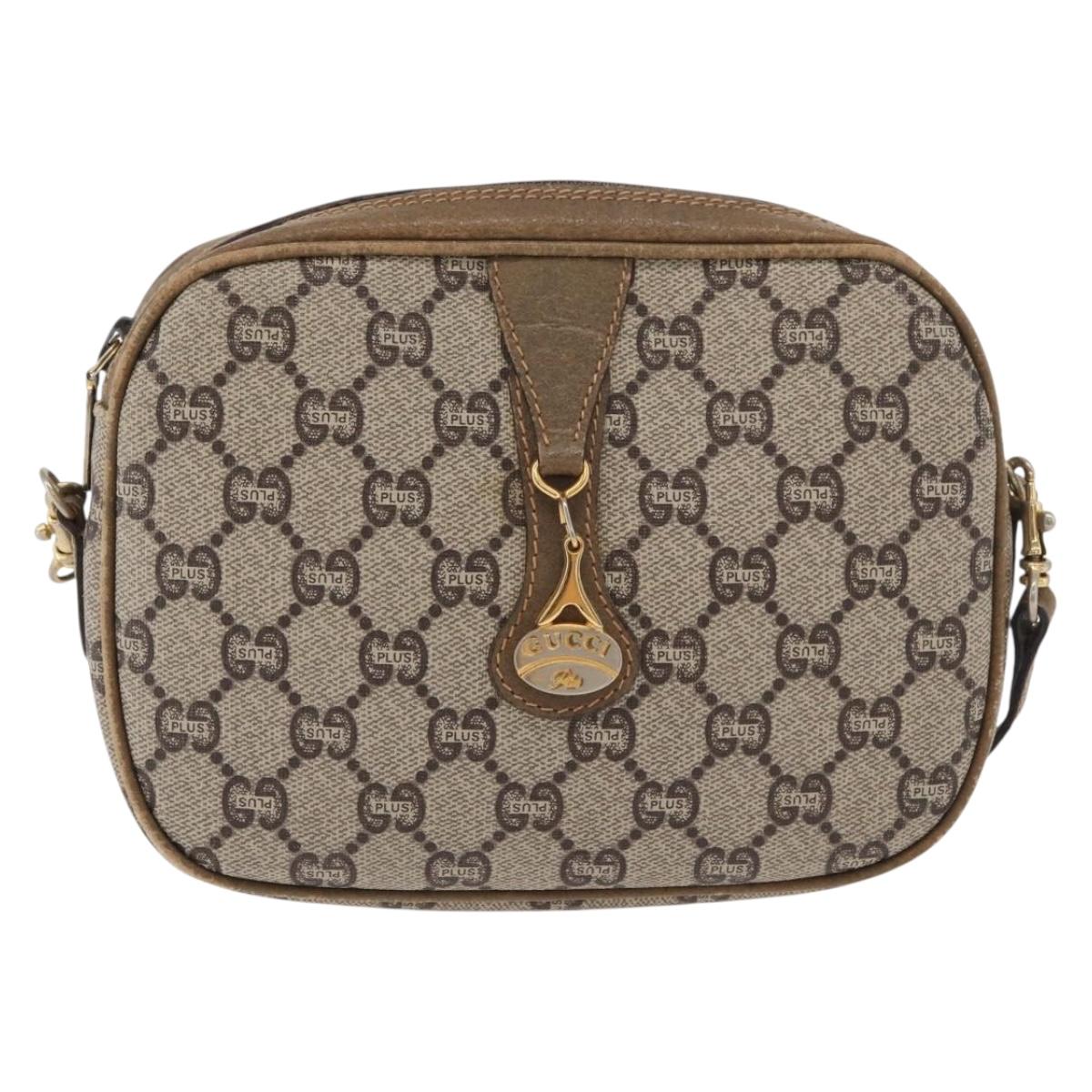 GUCCI GG Supreme Shoulder Bag PVC Beige Gold Auth ep14371
