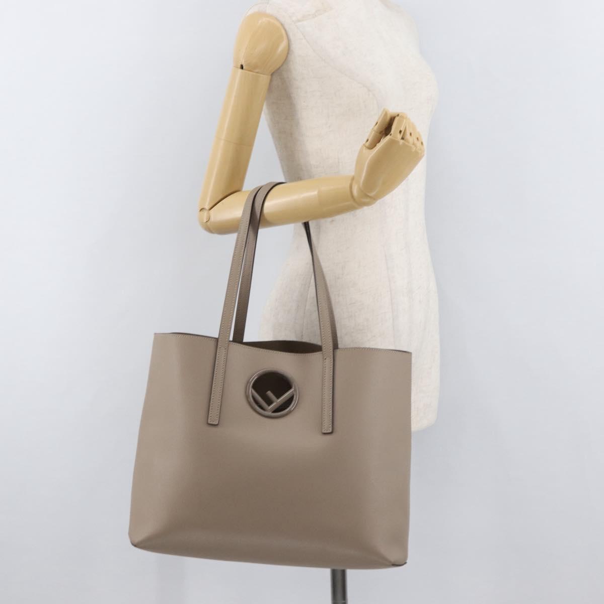 FENDI Tote Bag Leather Gray Silver 8BH348 Auth ep14374A