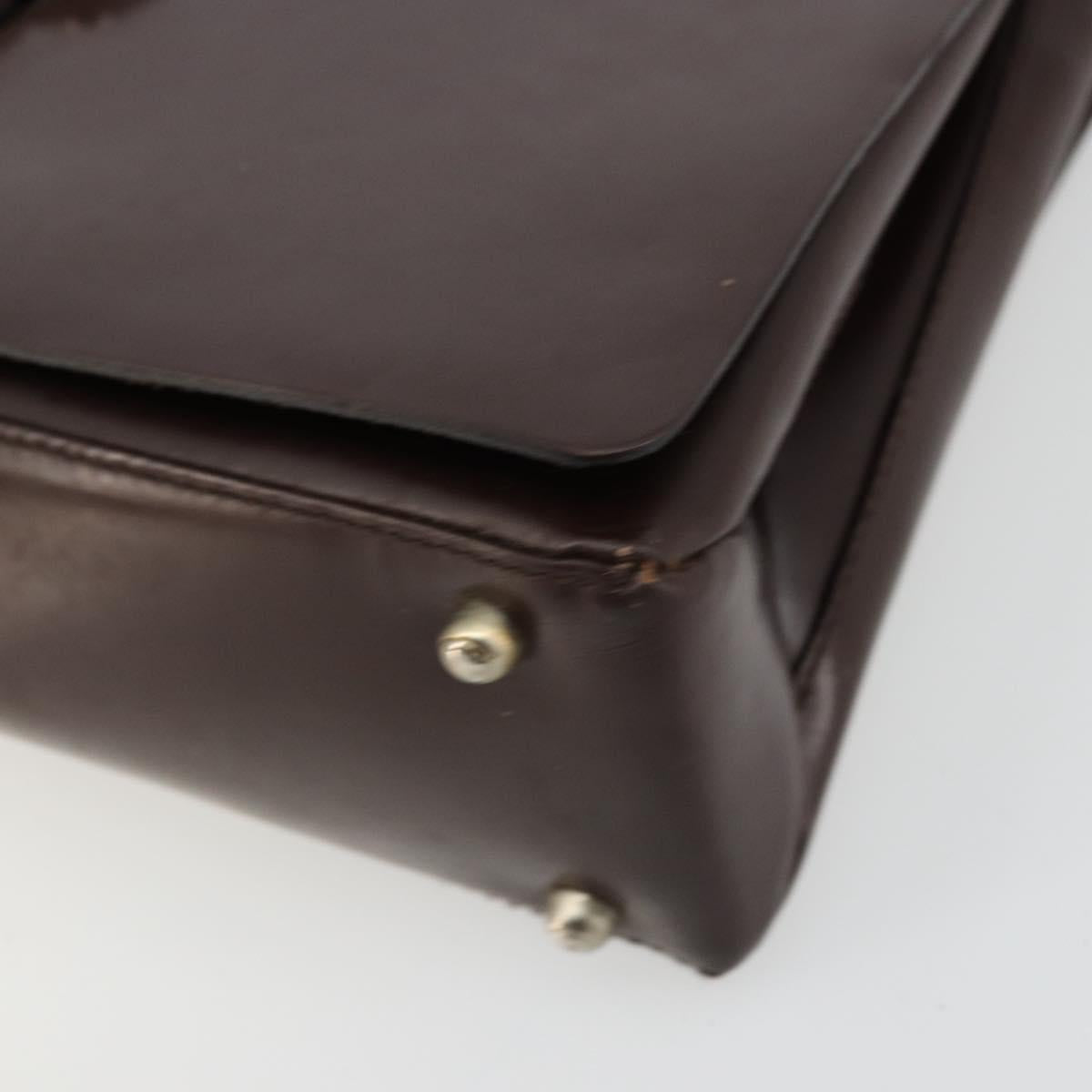 GUCCI Shoulder Bag Patent Leather Brown Silver 001 3444 1746 Auth ep14378
