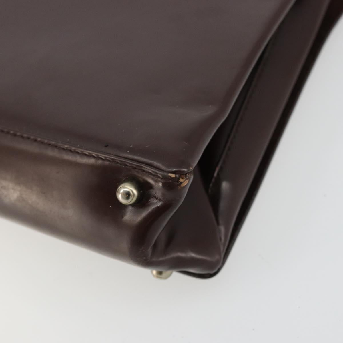 GUCCI Shoulder Bag Patent Leather Brown Silver 001 3444 1746 Auth ep14378