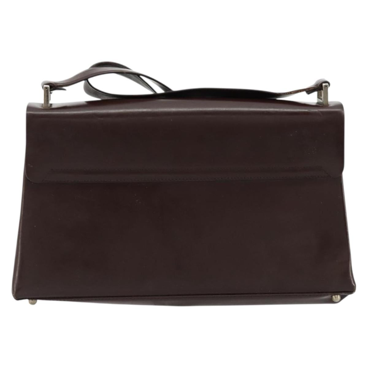 GUCCI Shoulder Bag Patent Leather Brown Silver 001 3444 1746 Auth ep14378