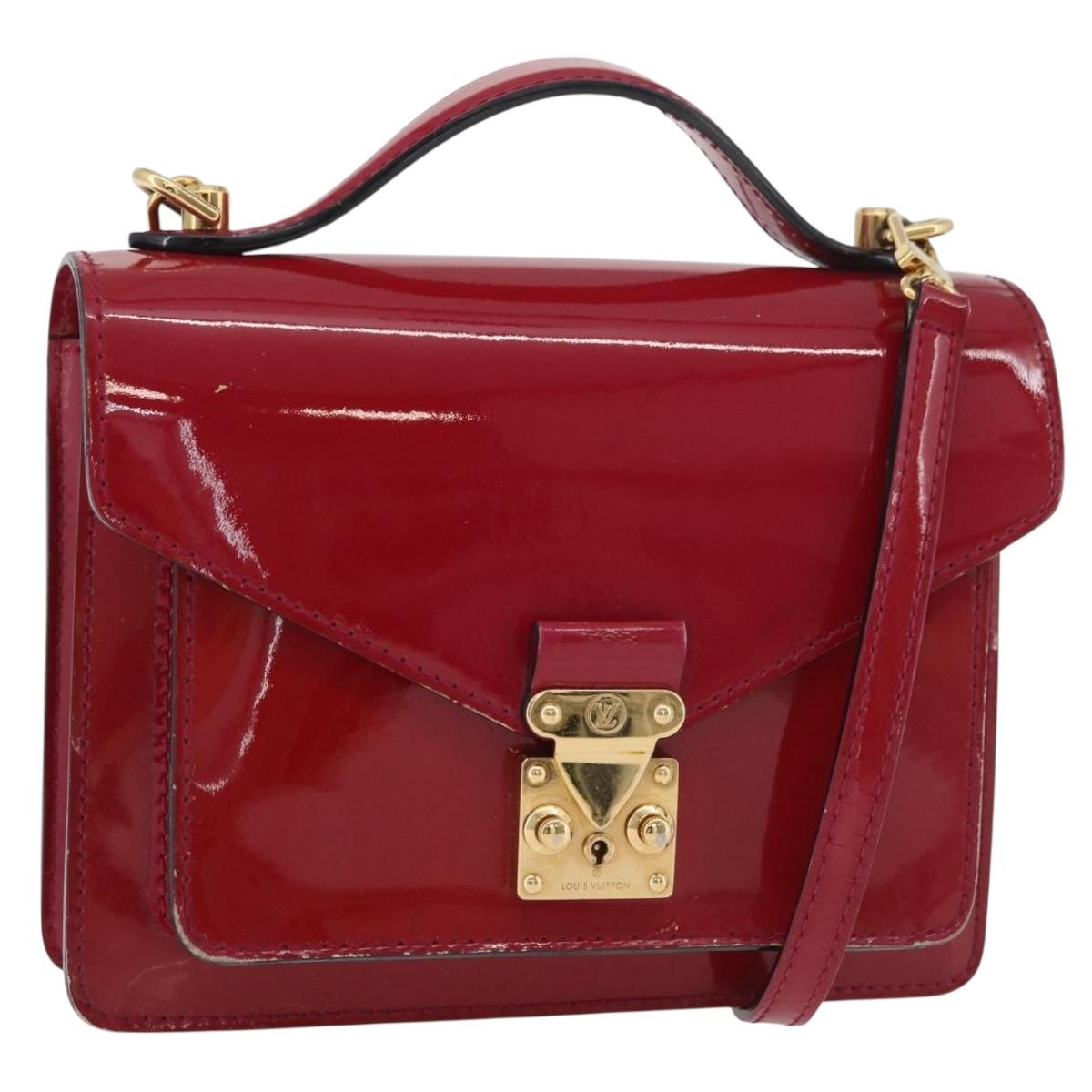 LOUIS VUITTON Vernis Monceau BB Bag 2way Rose Andian M91579 LV Auth ep14379A