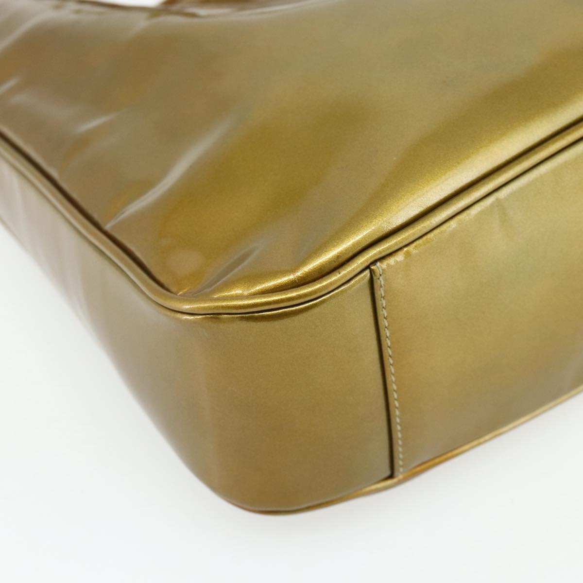 GUCCI Bamboo Hand Bag Patent Leather 2way Gold 001 1014 1638 Auth ep14385
