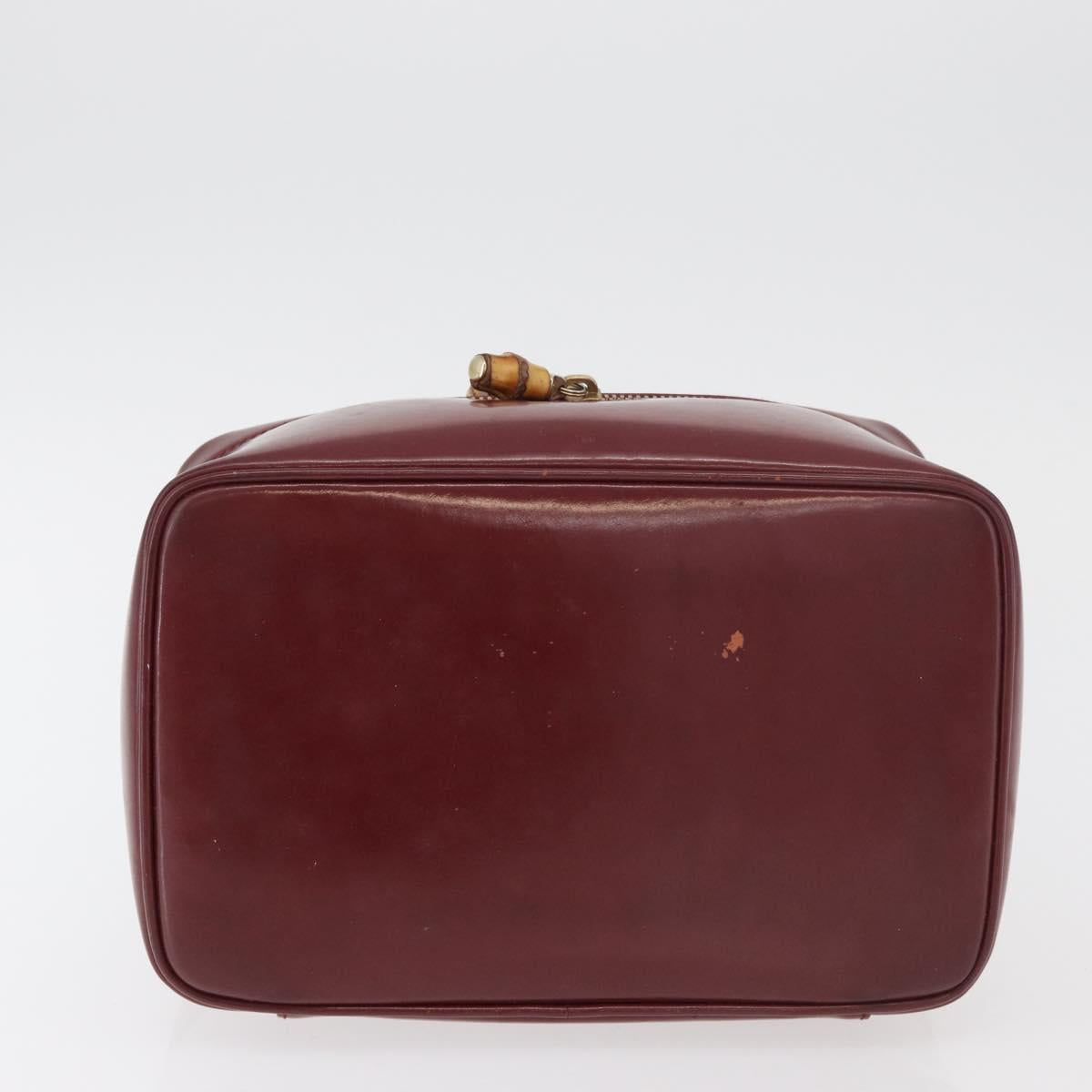 GUCCI Bamboo Vanity Bag Patent Leather Bordeaux Gold 032 1956 0150 Auth ep14389