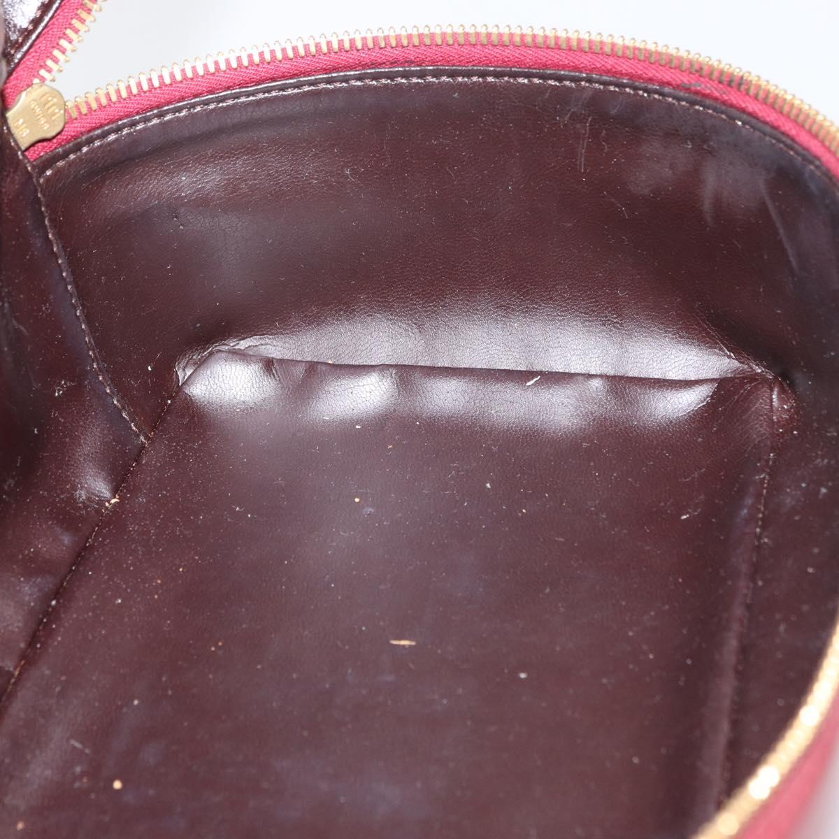 GUCCI Bamboo Vanity Bag Patent Leather Bordeaux Gold 032 1956 0150 Auth ep14389