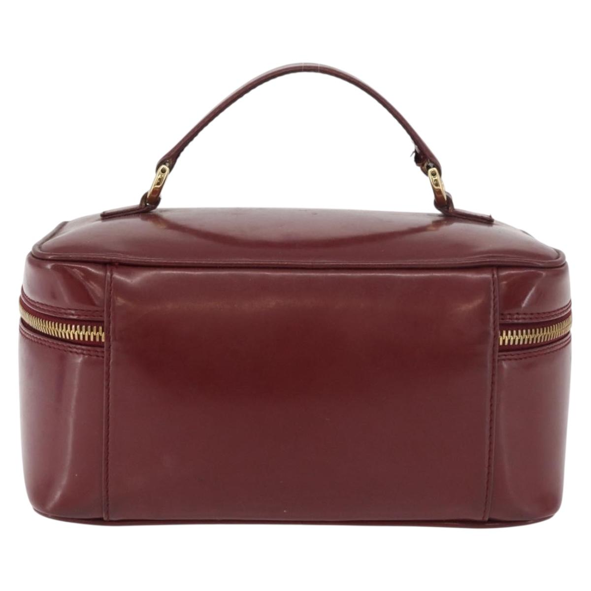 GUCCI Bamboo Vanity Bag Patent Leather Bordeaux Gold 032 1956 0150 Auth ep14389