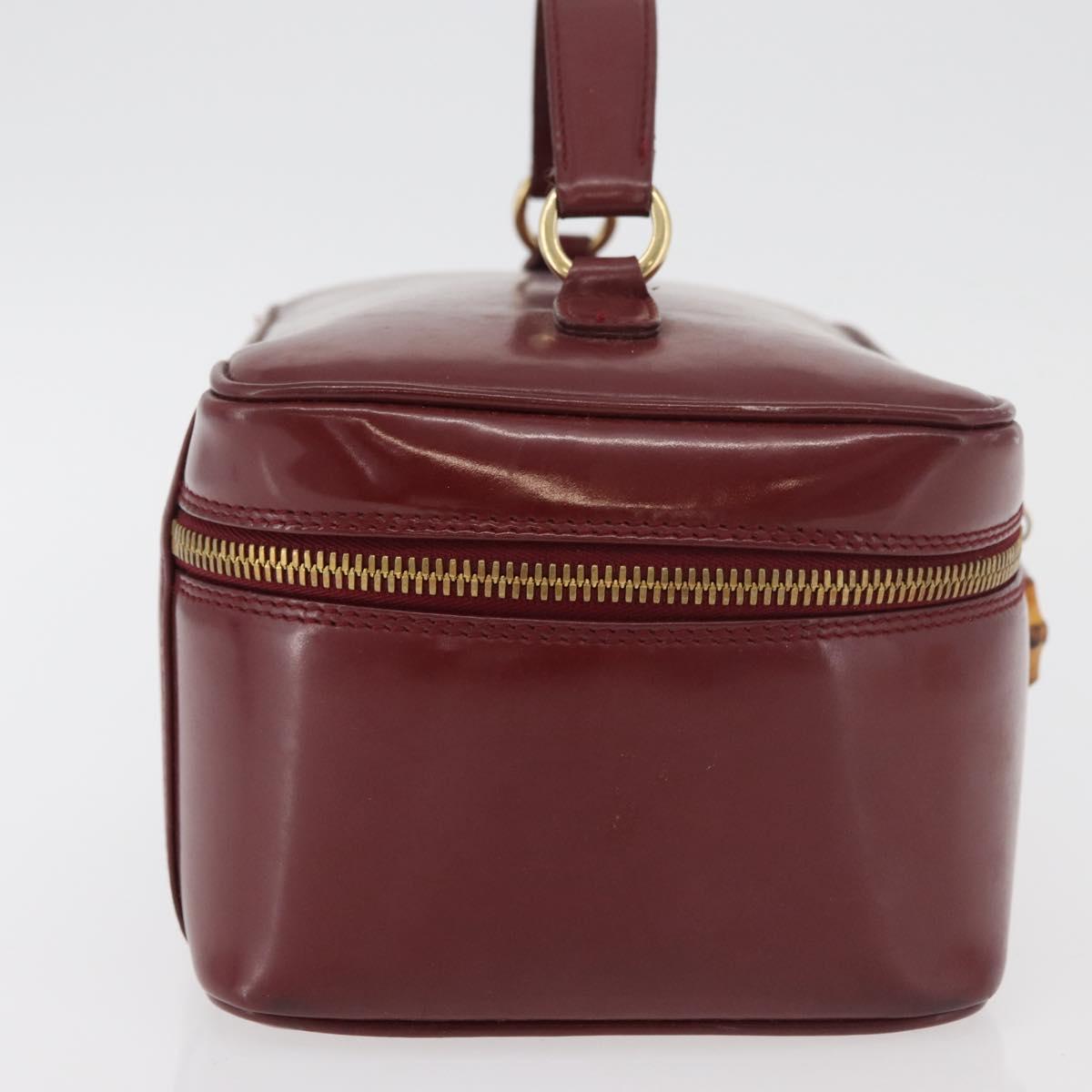 GUCCI Bamboo Vanity Bag Patent Leather Bordeaux Gold 032 1956 0150 Auth ep14389
