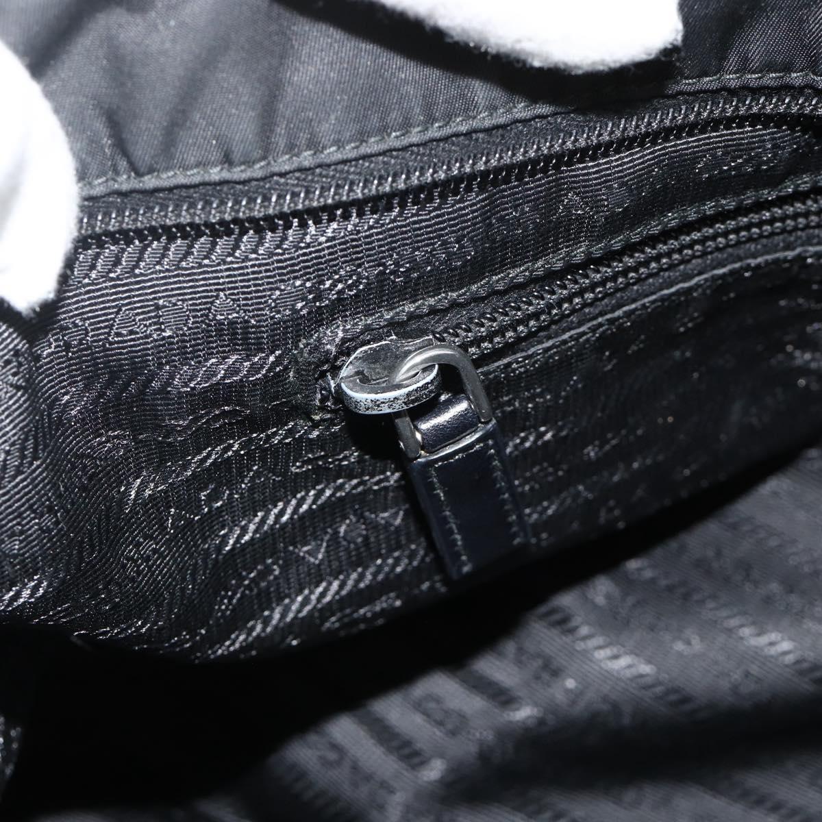 PRADA Hand Bag Nylon 2way Black Silver Auth ep14390A