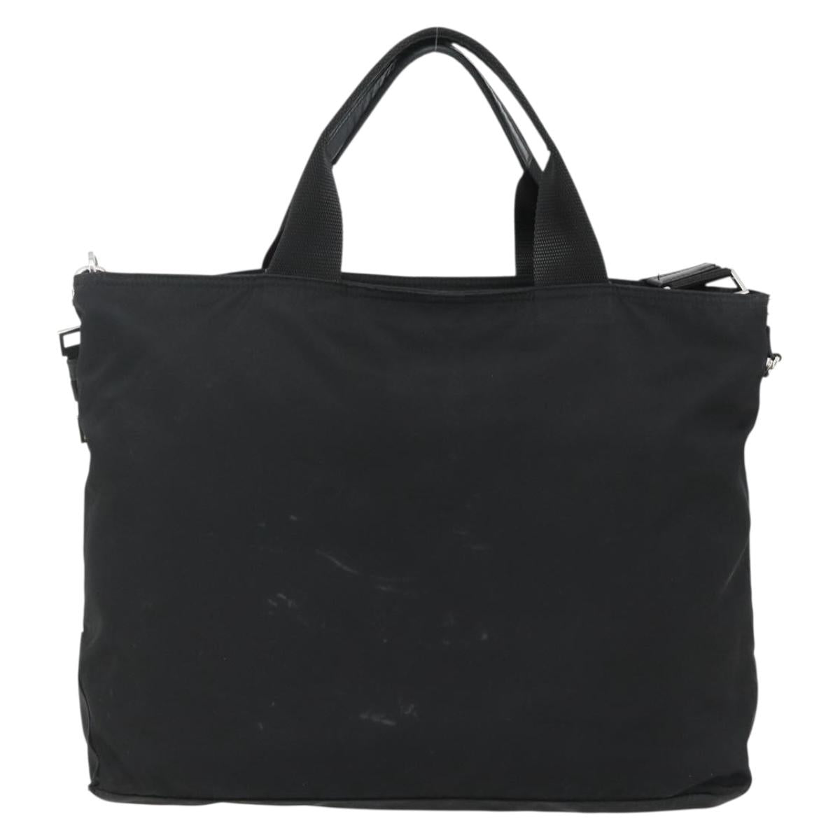 PRADA Hand Bag Nylon 2way Black Silver Auth ep14390A