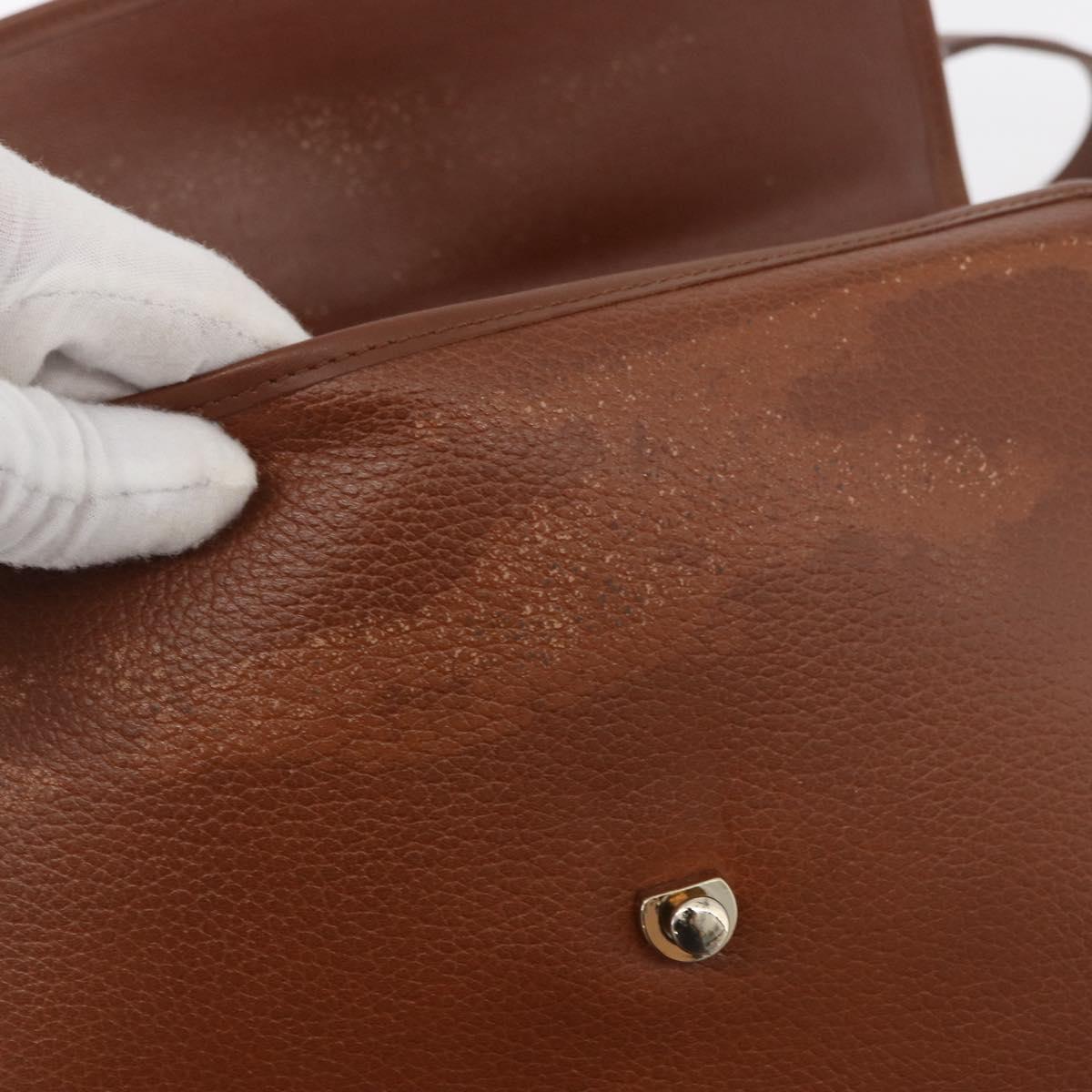 Burberrys Hand Bag Leather 2way Brown Silver Auth ep14396
