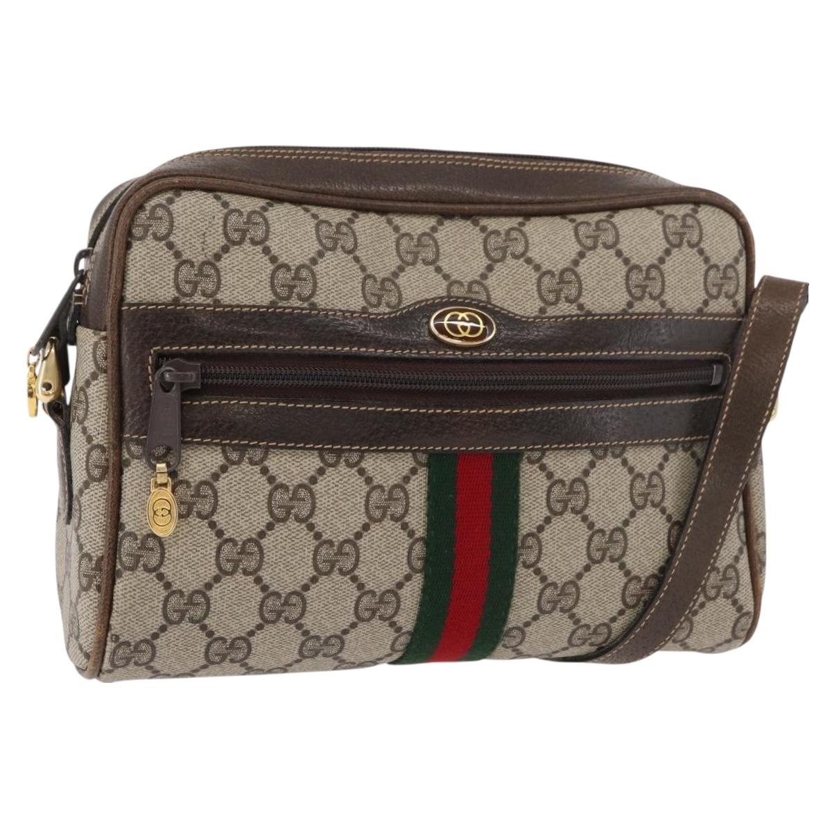 GUCCI GG Supreme Web Sherry Line Bag PVC Beige Gold 010 378 Auth ep14400