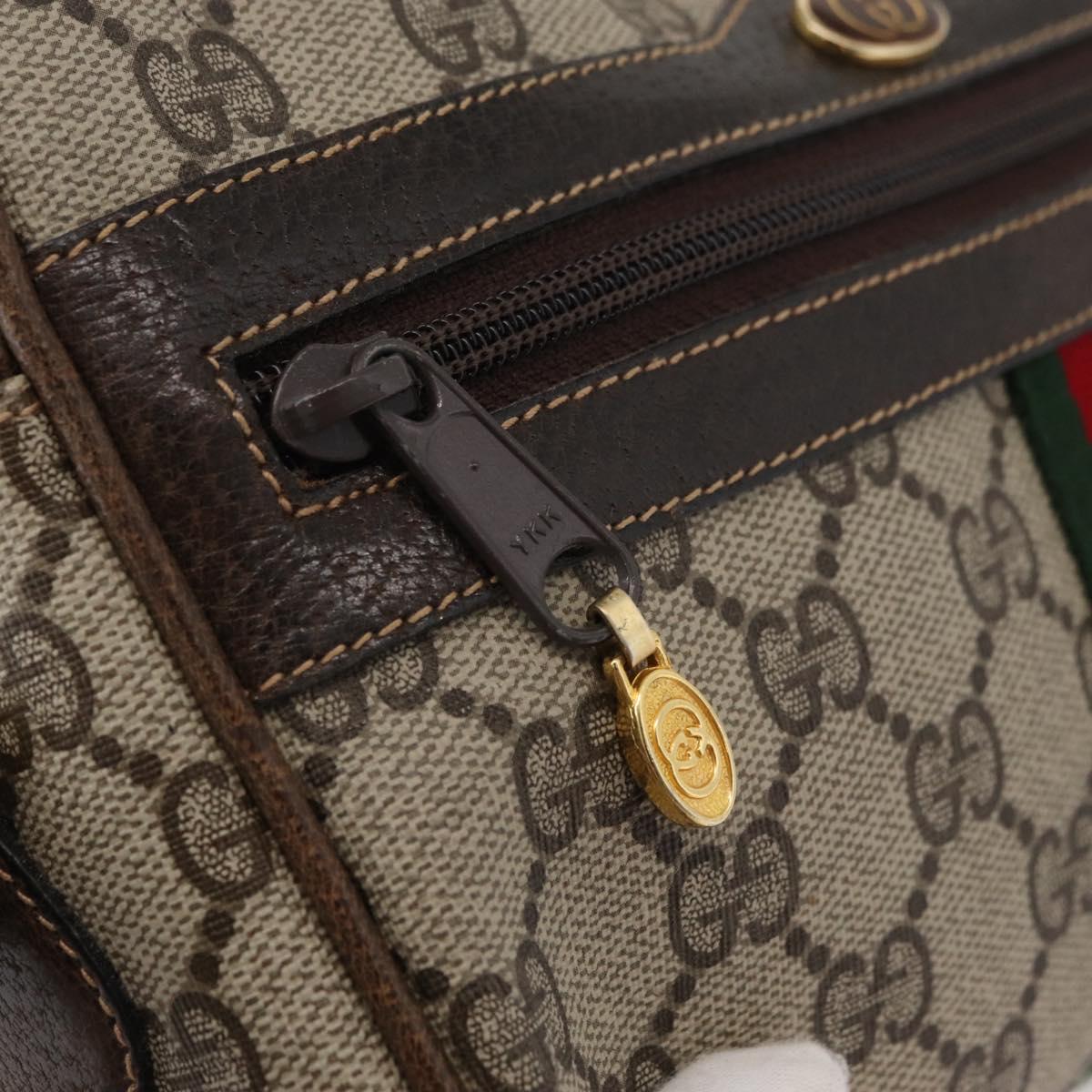 GUCCI GG Supreme Web Sherry Line Bag PVC Beige Gold 010 378 Auth ep14400