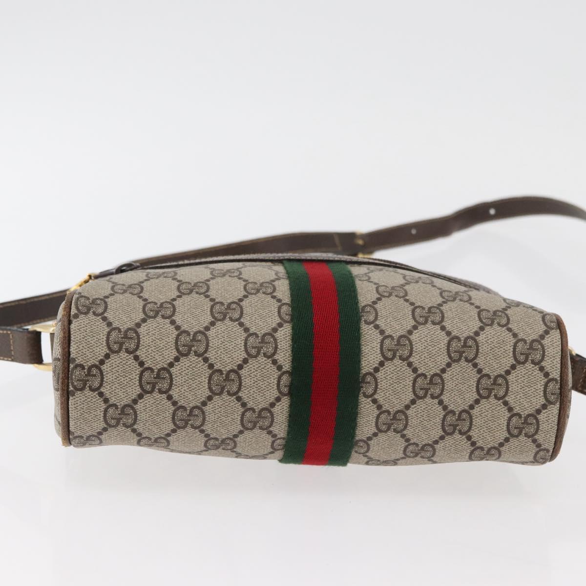GUCCI GG Supreme Web Sherry Line Bag PVC Beige Gold 010 378 Auth ep14400
