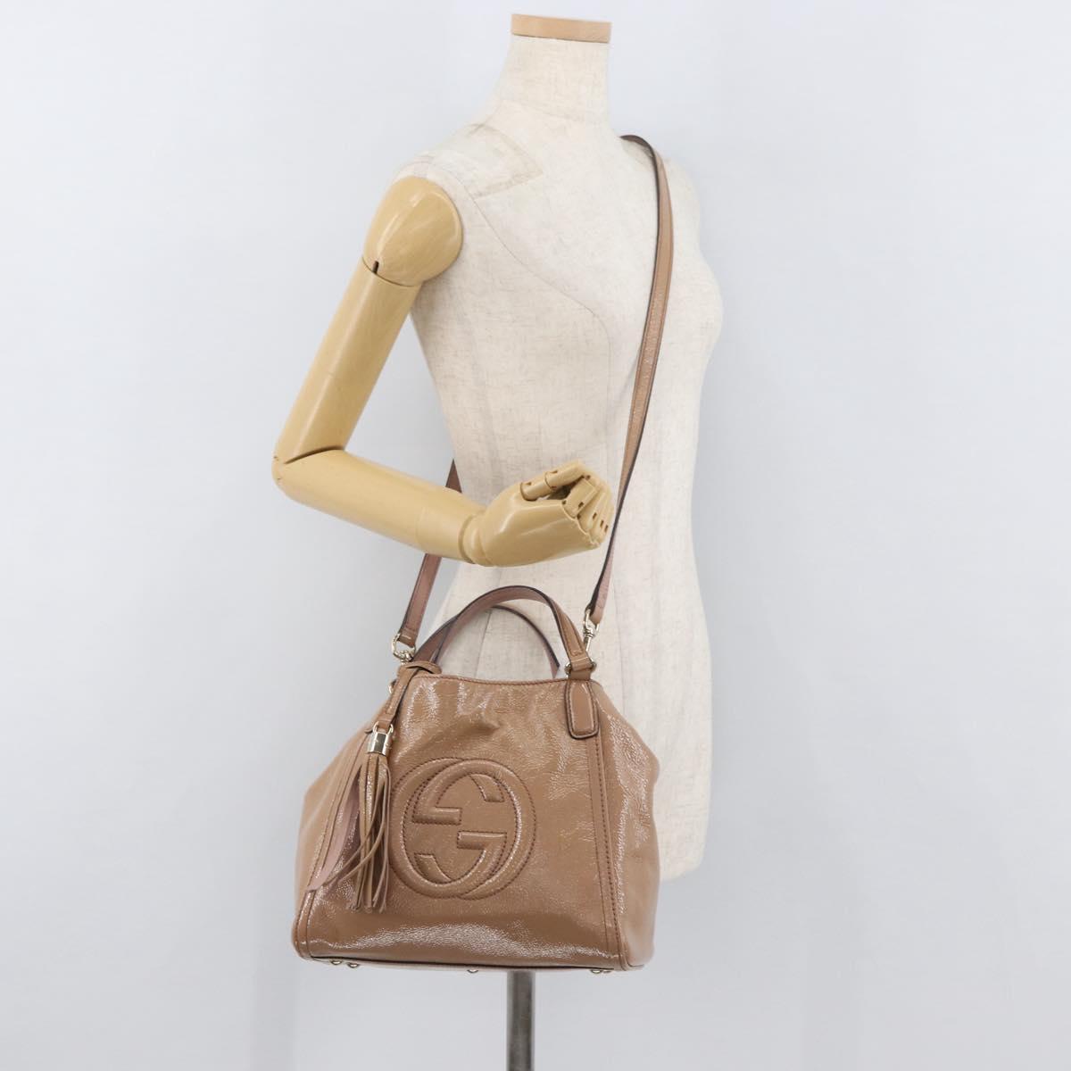 GUCCI Soho Hand Bag Leather 2way Beige Gold 336751 Auth ep14410A