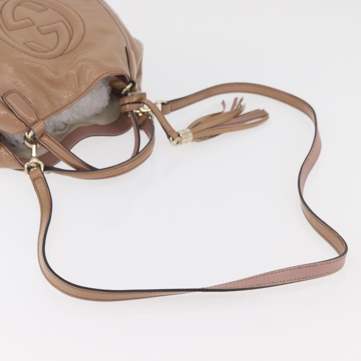 GUCCI Soho Hand Bag Leather 2way Beige Gold 336751 Auth ep14410A