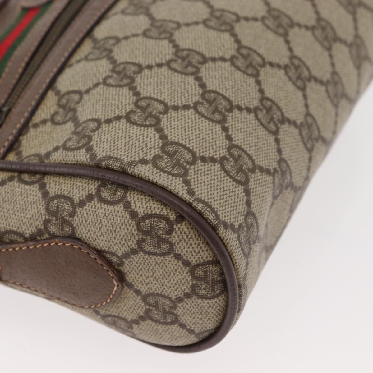 GUCCI GG Supreme Web Sherry Line Bag PVC Beige Gold 001 44 6655 Auth ep14411