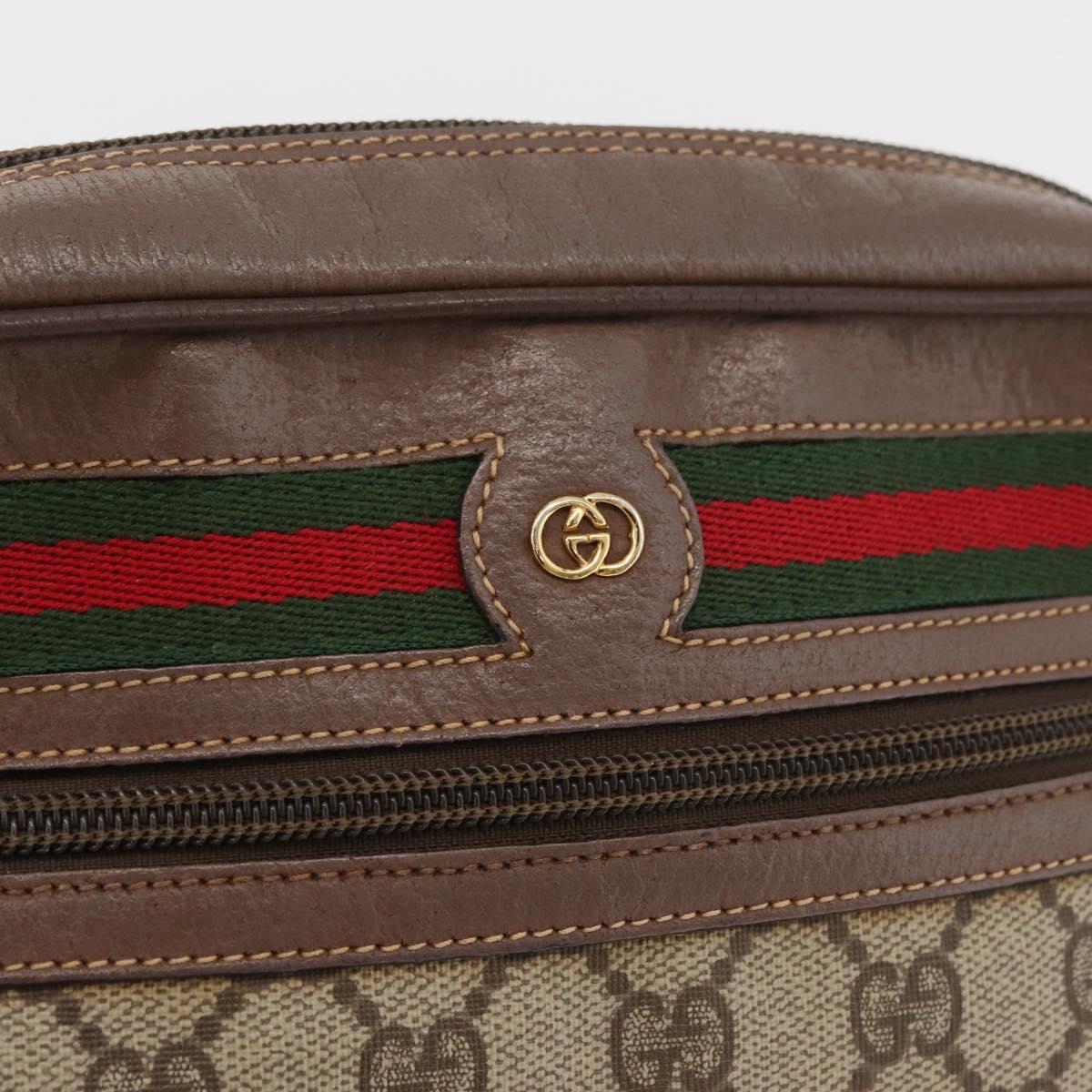 GUCCI GG Supreme Web Sherry Line Bag PVC Beige Gold 001 44 6655 Auth ep14411