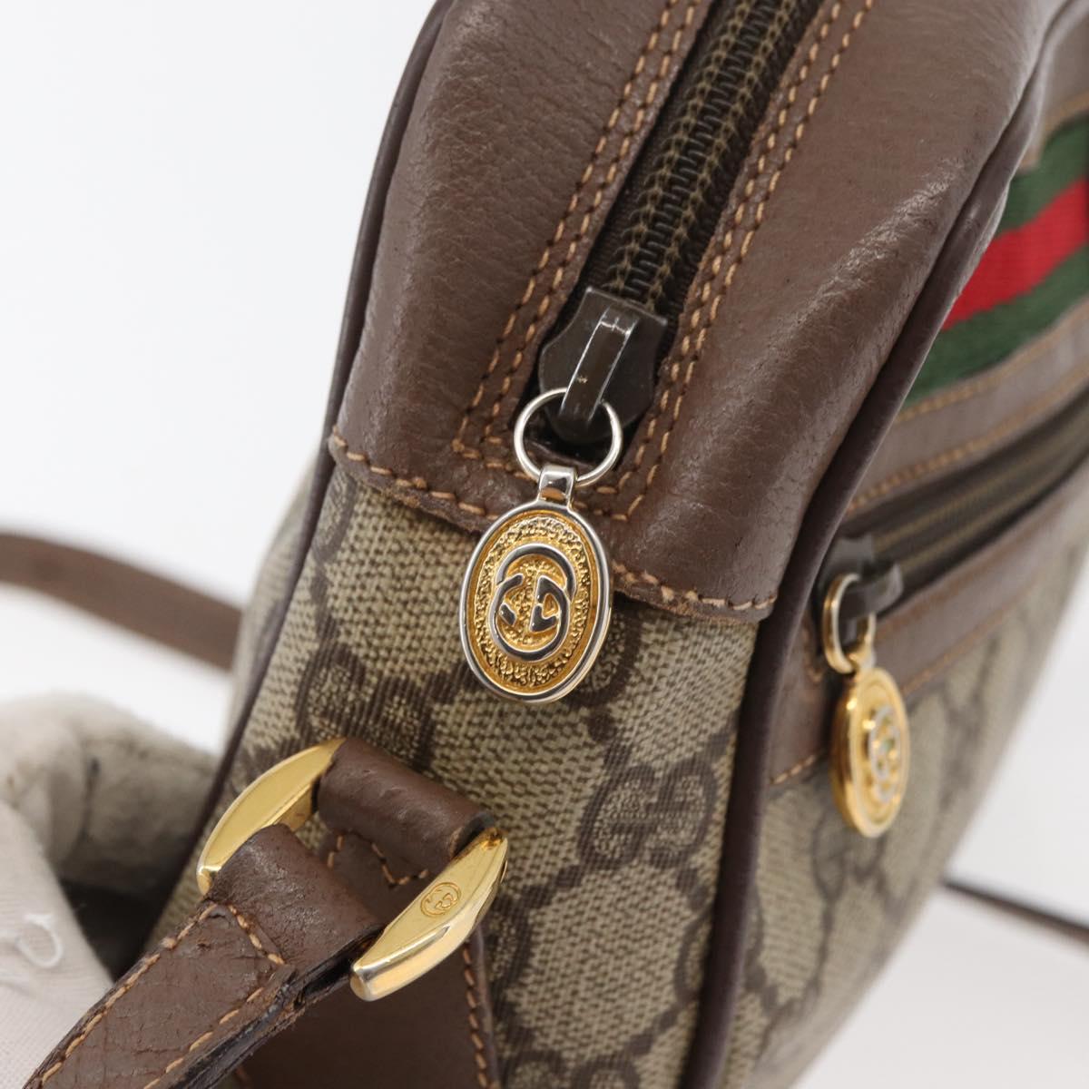 GUCCI GG Supreme Web Sherry Line Bag PVC Beige Gold 001 44 6655 Auth ep14411