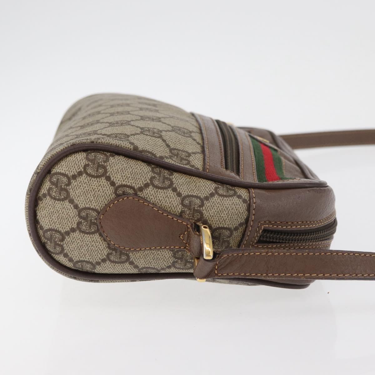 GUCCI GG Supreme Web Sherry Line Bag PVC Beige Gold 001 44 6655 Auth ep14411