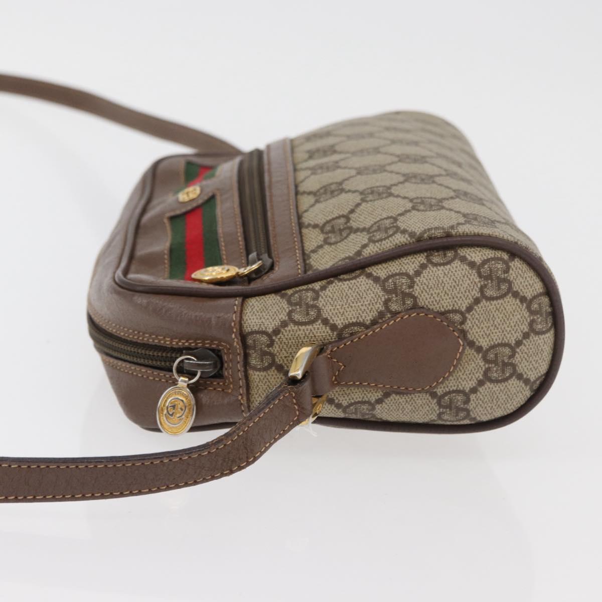 GUCCI GG Supreme Web Sherry Line Bag PVC Beige Gold 001 44 6655 Auth ep14411