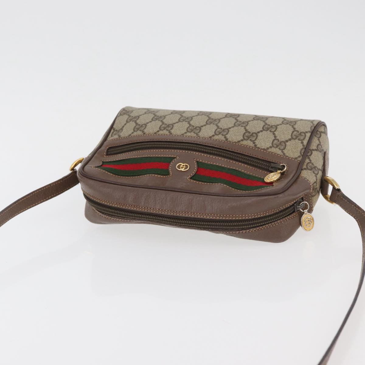 GUCCI GG Supreme Web Sherry Line Bag PVC Beige Gold 001 44 6655 Auth ep14411
