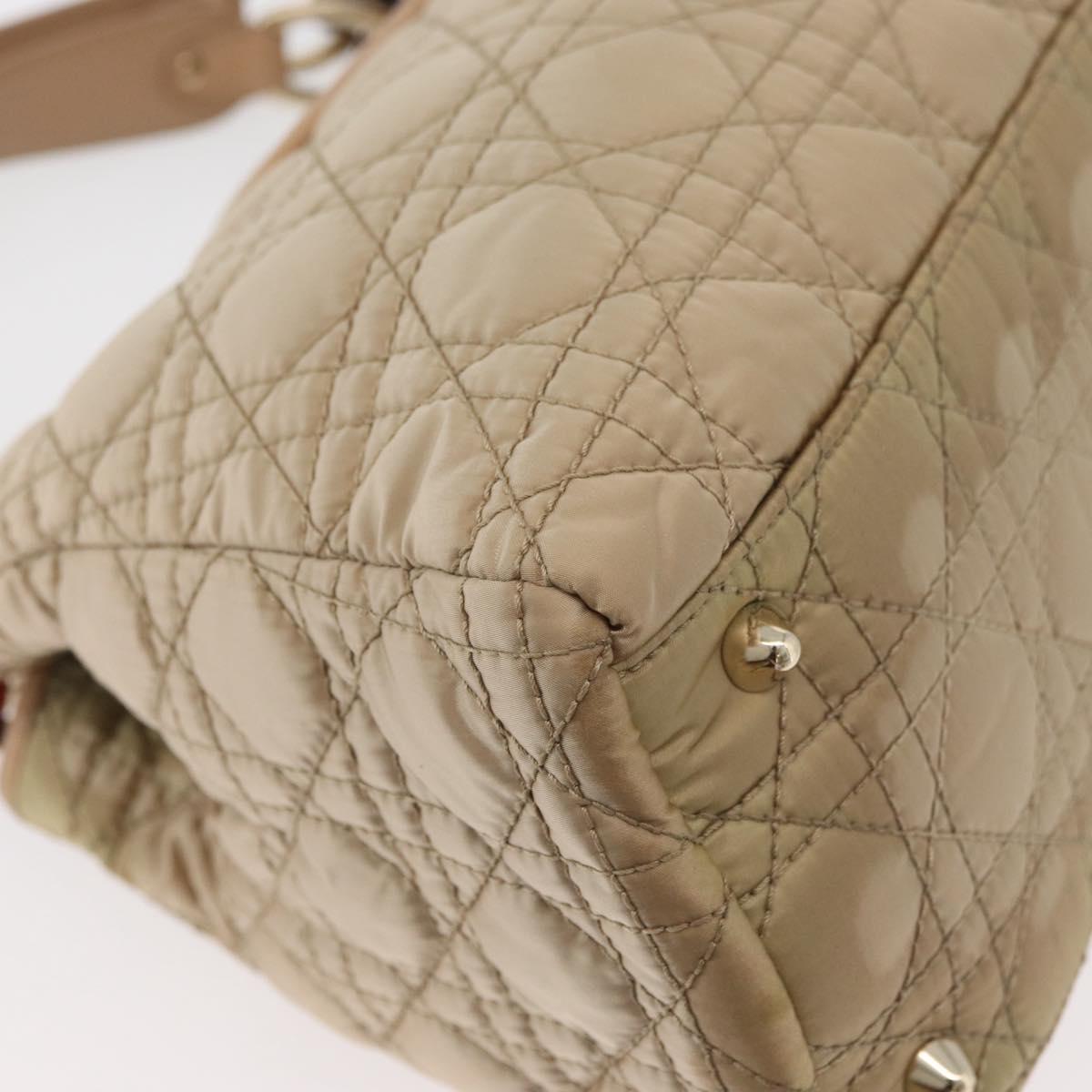 Christian Dior Canage Lady Dior Hand Bag Nylon Gold Auth ep14417A