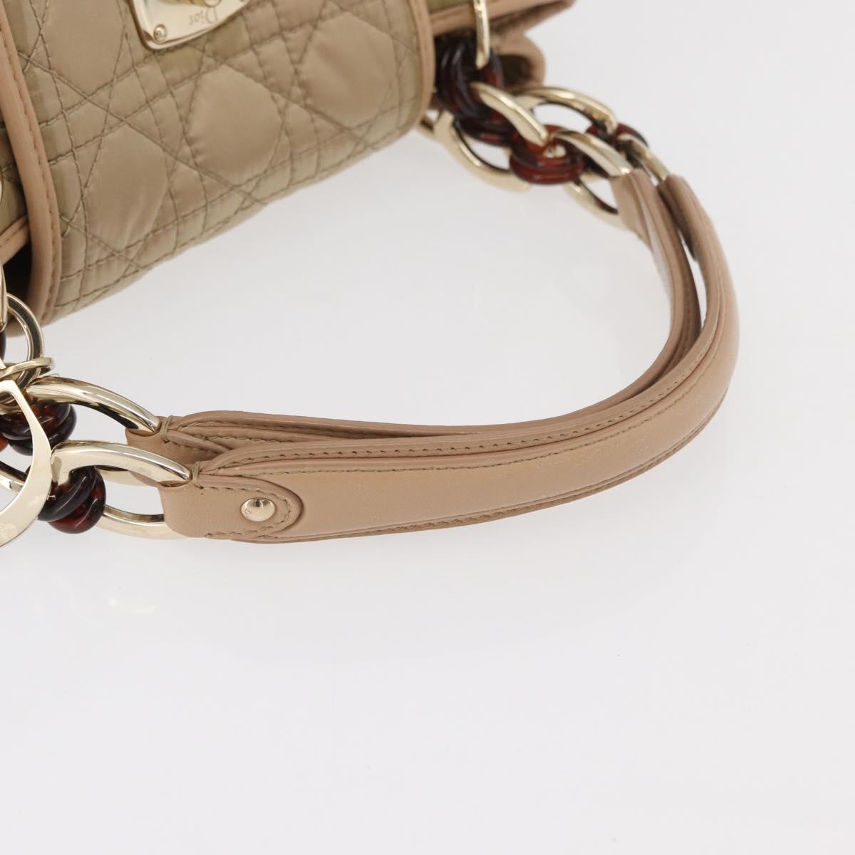 Christian Dior Canage Lady Dior Hand Bag Nylon Gold Auth ep14417A