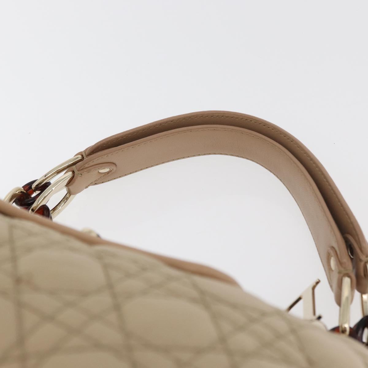 Christian Dior Canage Lady Dior Hand Bag Nylon Gold Auth ep14417A