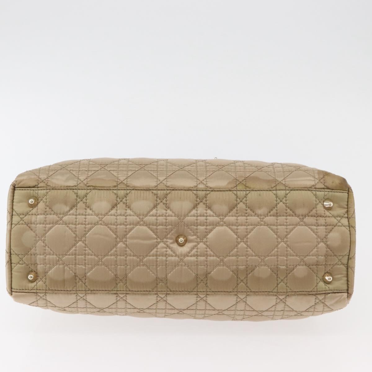 Christian Dior Canage Lady Dior Hand Bag Nylon Gold Auth ep14417A
