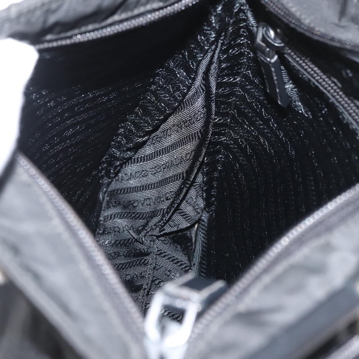 PRADA Shoulder Bag Nylon Black Silver Auth ep14418A