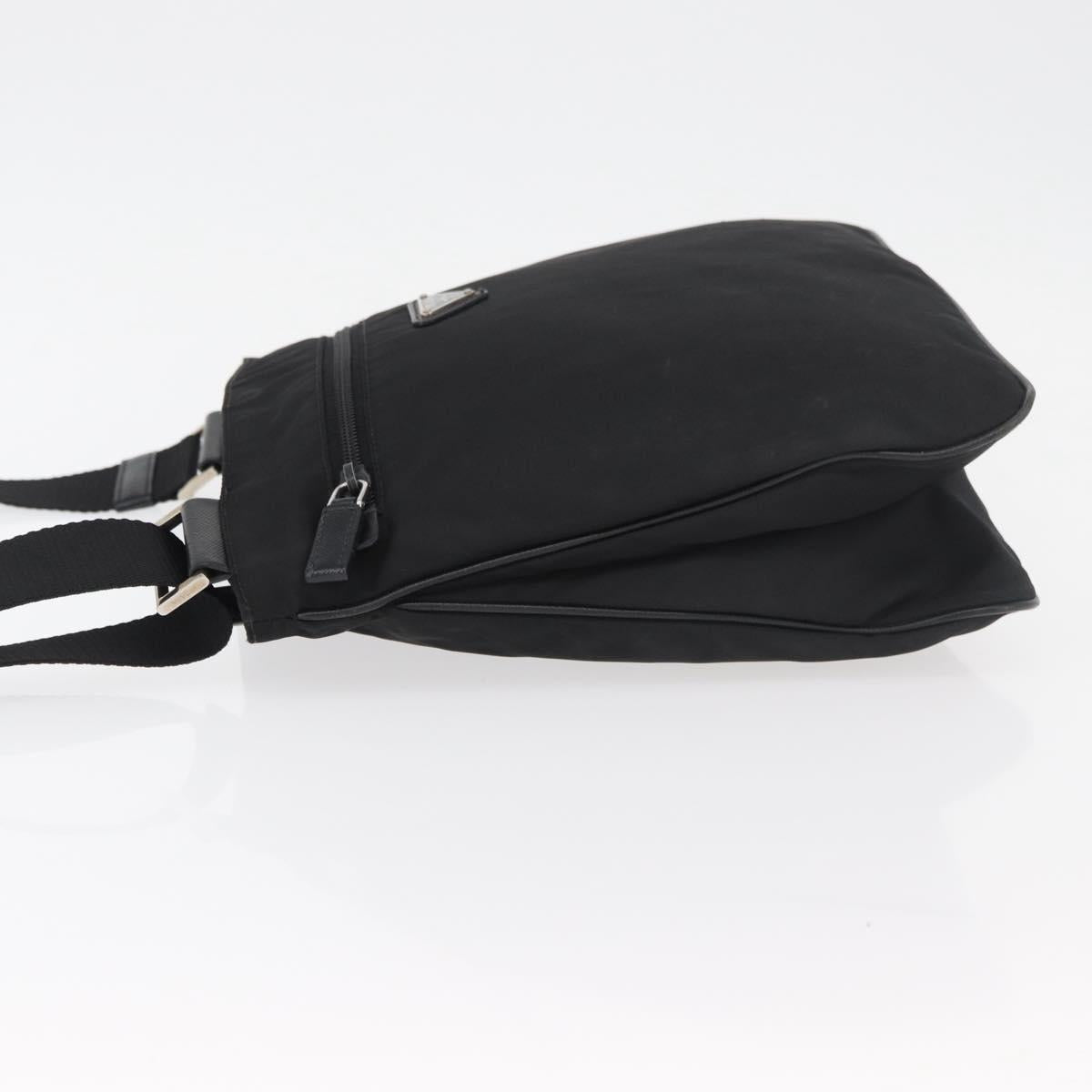PRADA Shoulder Bag Nylon Black Silver Auth ep14418A