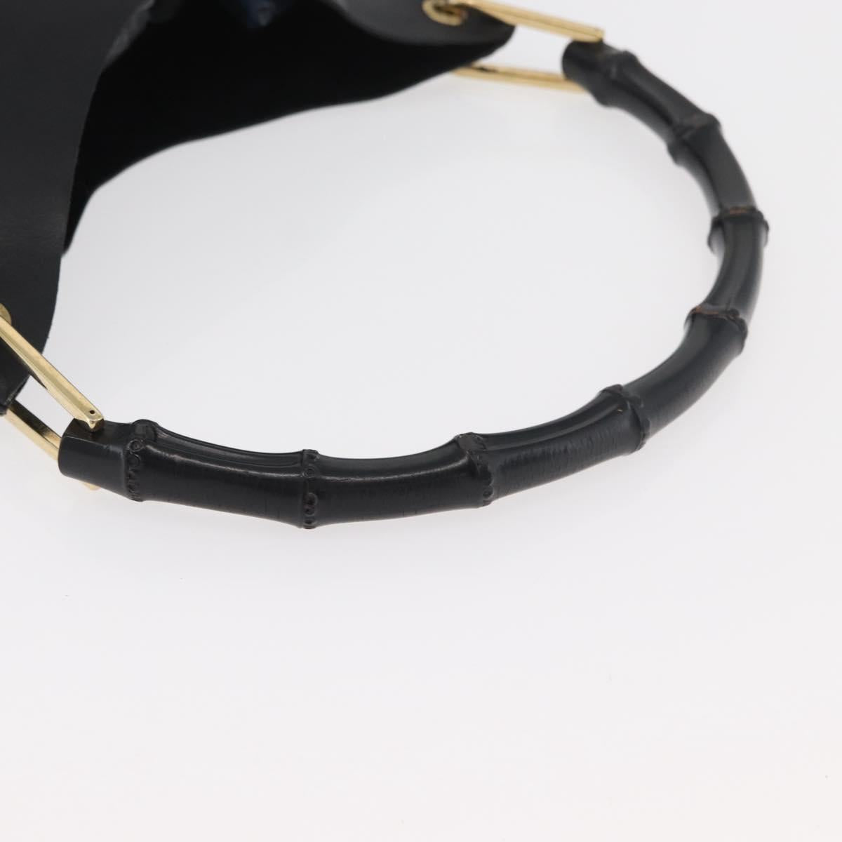 GUCCI Bamboo Shoulder Bag Leather Black Gold 001 2058 1880 0 Auth ep14420