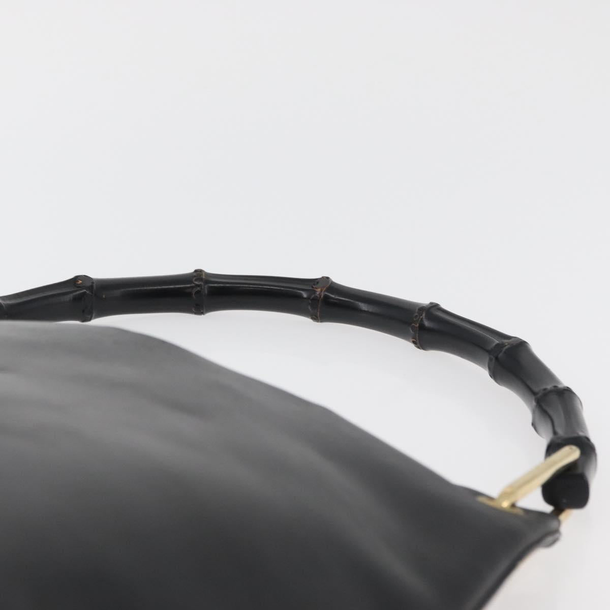 GUCCI Bamboo Shoulder Bag Leather Black Gold 001 2058 1880 0 Auth ep14420