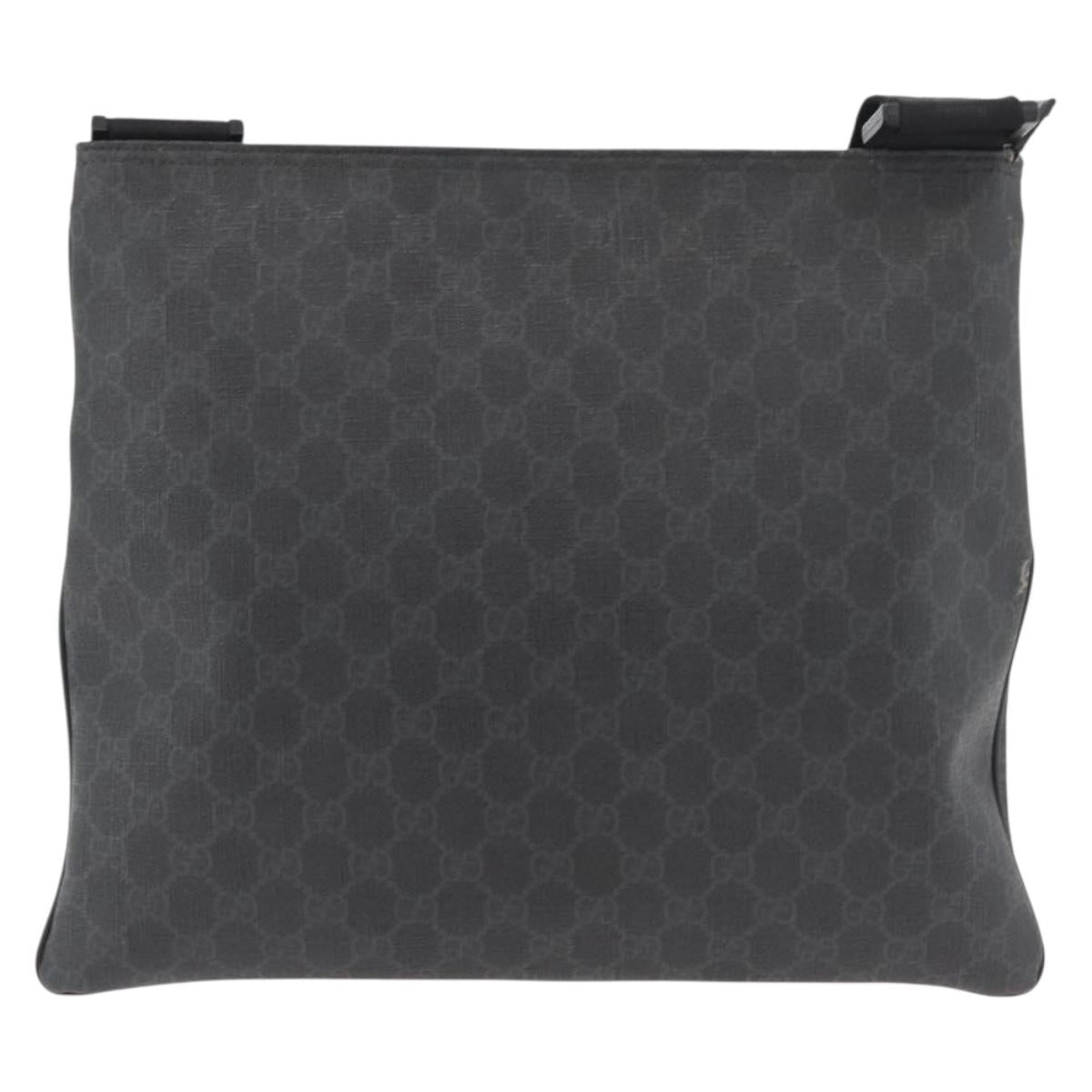 GUCCI GG Supreme Shoulder Bag PVC Black Silver 162904 Auth ep14425