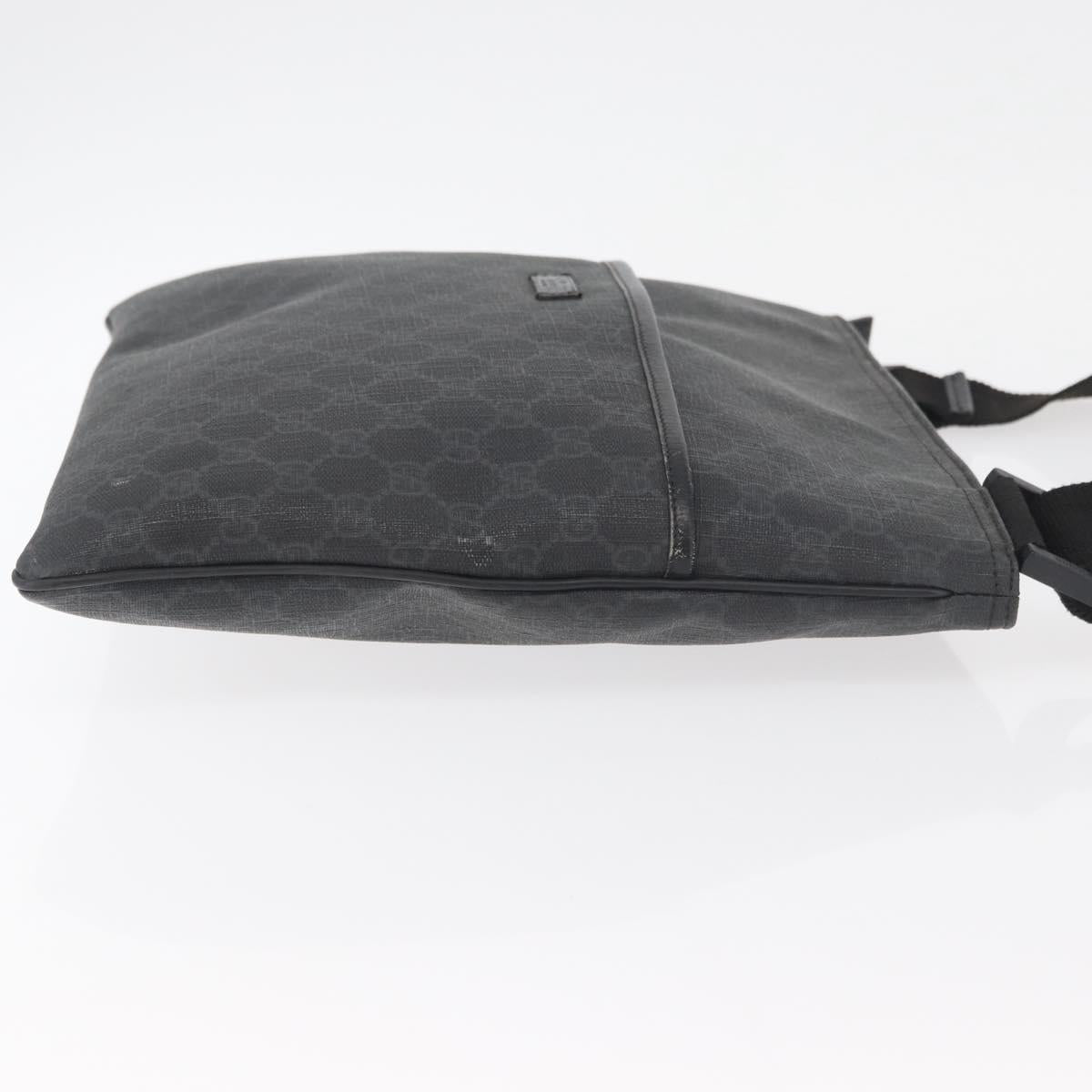 GUCCI GG Supreme Shoulder Bag PVC Black Silver 162904 Auth ep14425